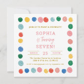 アート絵を描パーティーガール絵を描ズ誕生日 招待状 (正面)