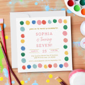 アート絵を描パーティーガール絵を描ズ誕生日 招待状