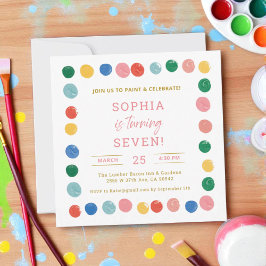 アート絵を描パーティーガール絵を描ズ誕生日 招待状