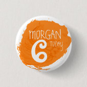 アート絵を描パーティーダブオレンジの名前の年齢ボタン 缶バッジ (正面)