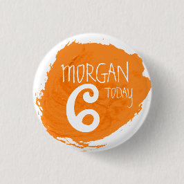 アート絵を描パーティーダブオレンジの名前の年齢ボタン 缶バッジ