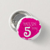 アート絵を描パーティーダブピンクの名前の年齢ボタン 缶バッジ (正面&裏面)
