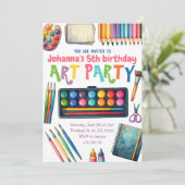アート絵を描パーティー子供の誕生日 招待状 (スタンド正面)