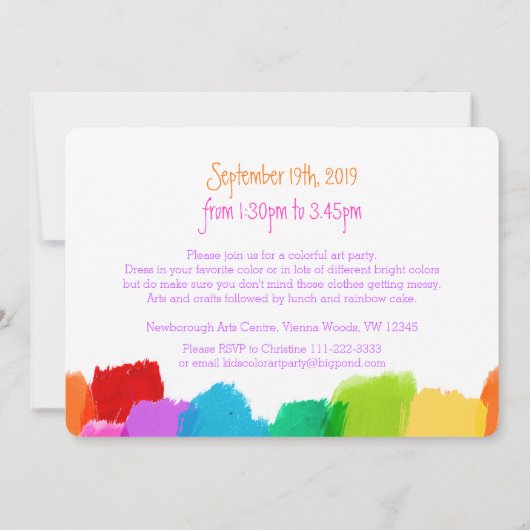 アート絵を描パーティー第9回バースデーパーティー招待状 招待状 (裏面)