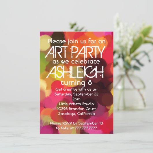 アート絵を描パーティー誕生会 招待状 (スタンド正面)