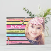 アート絵を描パーティー誕生日の招待状Chalkboard 招待状 (スタンド正面)