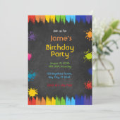 アート絵を描パーティー誕生日 招待状 (スタンド正面)