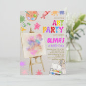 アート絵を描パーティー誕生日 招待状 (スタンド正面)