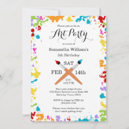 アート絵を描パーティー誕生祝い招待状 招待状