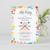 アート絵を描パーティー誕生祝い招待状 招待状 (スタンド正面)