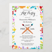 アート絵を描パーティー誕生祝い招待状 招待状 (正面/裏面)