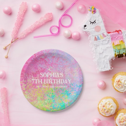 アート絵を描パーティー(ばちゃばちゃ)跳ねるレインボーキッズ ペーパープレート (パーティー)