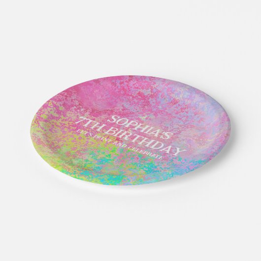 アート絵を描パーティー(ばちゃばちゃ)跳ねるレインボーキッズ ペーパープレート (アングル)