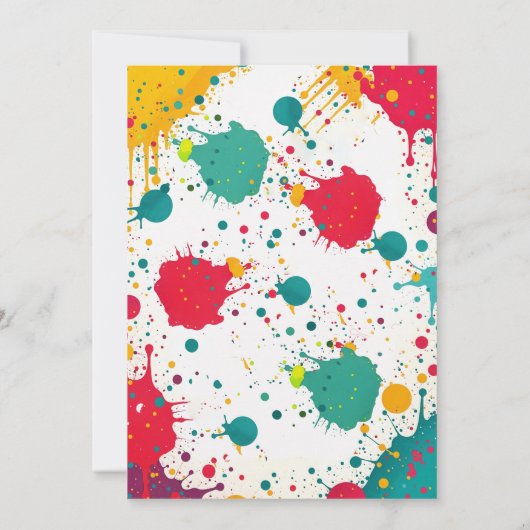 アート絵を描パーティー | カラフル子供の誕生日 招待状 (裏面)