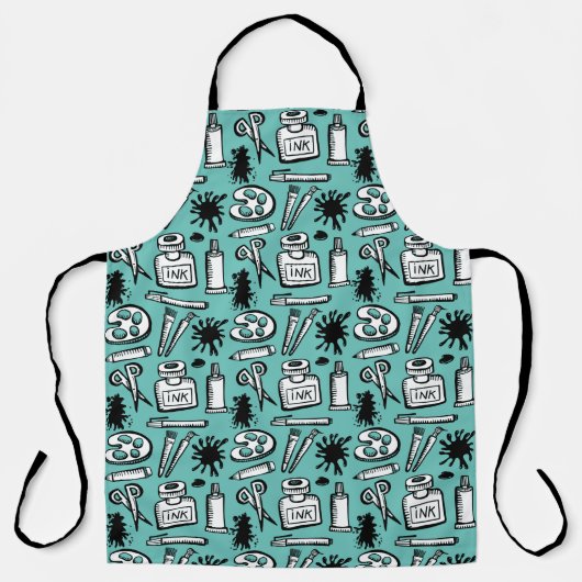 アート絵を描ブラシとオブジェクトのパターンアーティスト エプロン (正面)