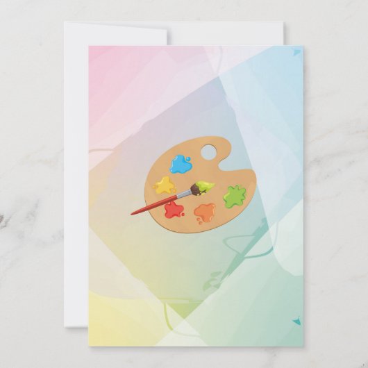 アート絵を描誕生日のパーティー絵を描ククラフト女子 招待状 (裏面)