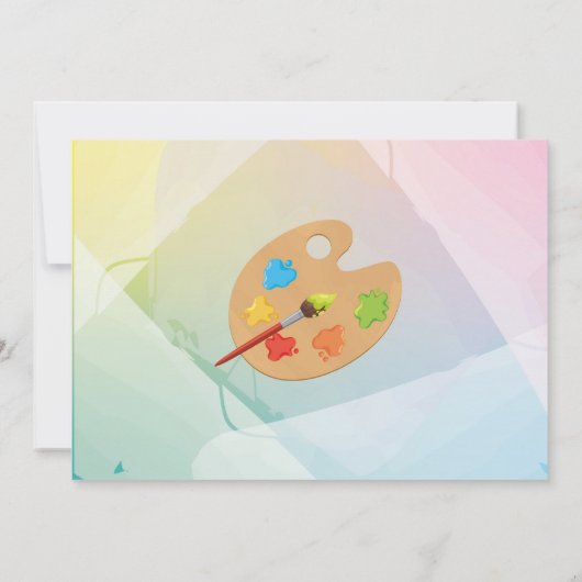 アート絵を描誕生日のパーティー絵を描工芸写真 招待状 (裏面)