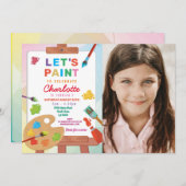 アート絵を描誕生日のパーティー絵を描工芸写真 招待状 (正面/裏面)