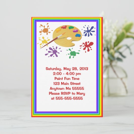 アート絵画のパーティー誕生日招待状 招待状 (スタンド正面)