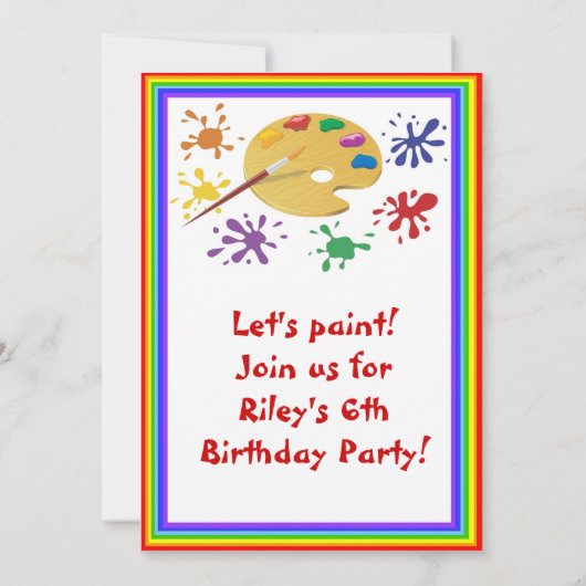アート絵画のパーティー誕生日招待状 招待状 (裏面)