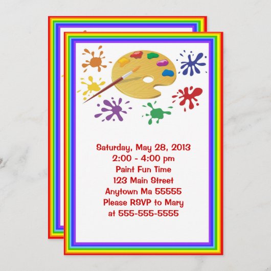 アート絵画のパーティー誕生日招待状 招待状 (正面/裏面)