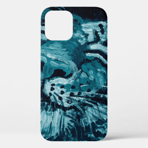 アート絵画のファインアート油は暗い中でかわいい虎に色を変える iPhone 12ケース