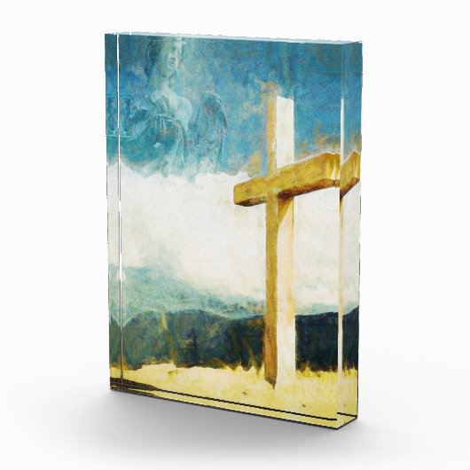 アート絵画の十字架で彼は復活祭を起こした フォトブロック (右)