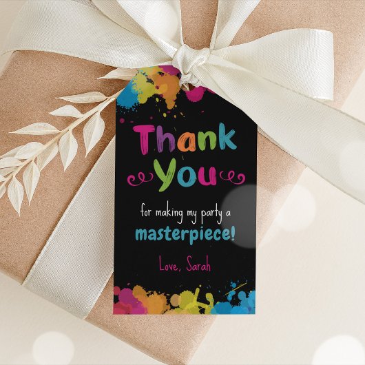 アート絵画の感謝ラベル、アートメッセージカード ギフトタグ
