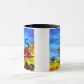 アート絵画の虎と鳥の飛んでいるアートワークのファンタジー マグカップ (中央)