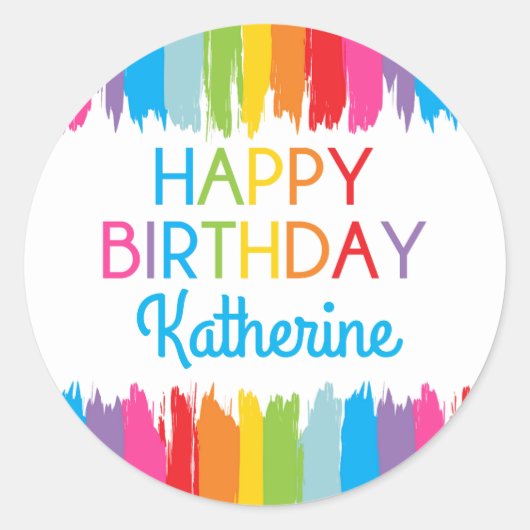 アート絵画の誕生日パーティステッカー ラウンドシール (正面)