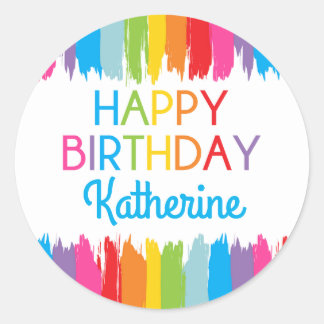 アート絵画の誕生日パーティステッカー ラウンドシール