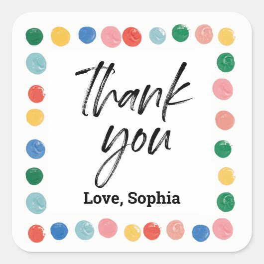 アート絵画の誕生日パーティーお願い スクエアシール (正面)