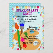 アート絵画の誕生日パーティーの招待状 招待状 (正面/裏面)
