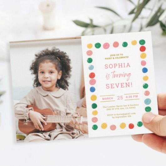 アート絵画の7th誕生日パーティフォト招待状 招待状