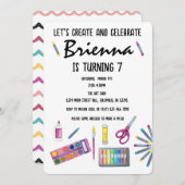 アート絵画パーティーの女の子のための工芸パーティー 招待状 (正面/裏面)