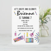 アート絵画パーティーの女の子のための工芸パーティー 招待状 (スタンド正面)