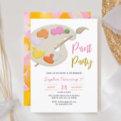 アート絵画パーティーの誕生日パーティーガール招待状 招待状
