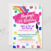 アート絵画パーティー水彩誕生日招待状 招待状 (正面)