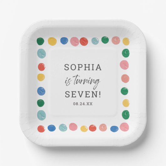 アート絵画パーティー絵画子供の誕生日 ペーパープレート (正面)