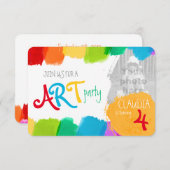 アート絵画パーティー4歳のパーティー招待状 招待状 (正面/裏面)