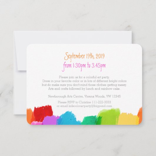 アート絵画パーティー4歳のパーティー招待状 招待状 (裏面)