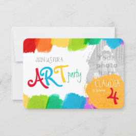 アート絵画パーティー4歳のパーティー招待状 招待状