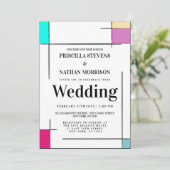 アート色彩の鮮やかカラーブロックアート結婚の 招待状 (スタンド正面)