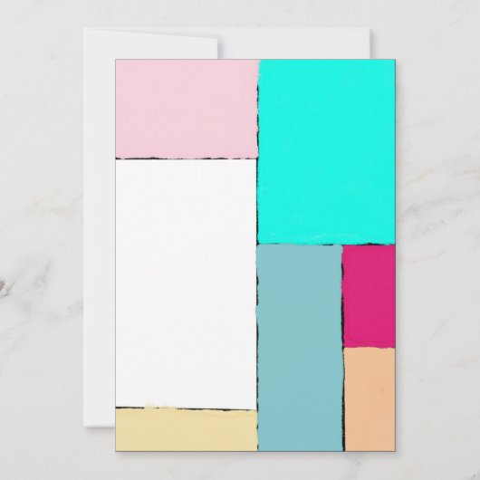 アート色彩の鮮やかカラーブロックアート結婚の 招待状 (裏面)