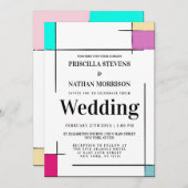 アート色彩の鮮やかカラーブロックアート結婚の 招待状 (正面/裏面)