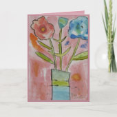 アート花かわいらしピンクハッピーバースデー カード (正面)