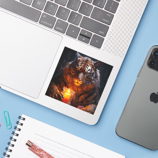 アート虎 シール (ノートパソコンとiPhone)