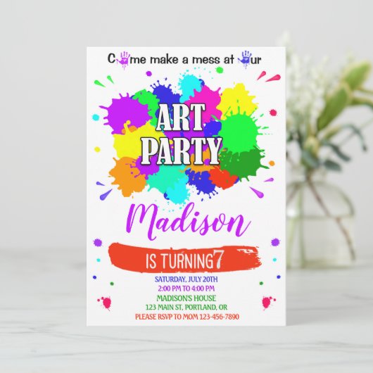 アート誕生日アートの招絵画出書 招待状 (スタンド正面)