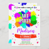 アート誕生日アートの招絵画出書 招待状 (正面/裏面)
