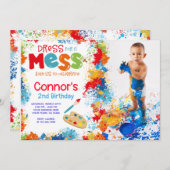 アート誕生日パーティーへの招待（写真あり） 招待状 (正面/裏面)